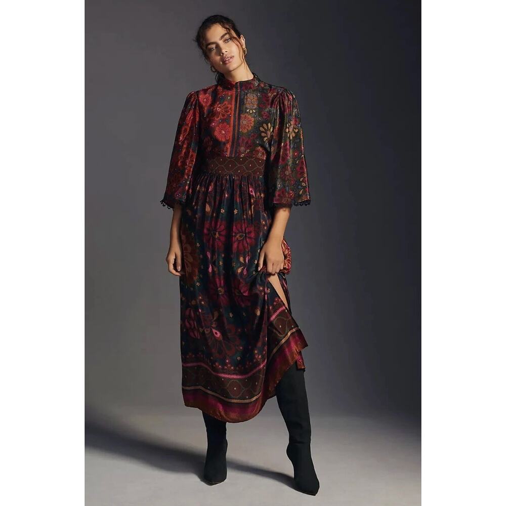 Farm Rio Anthropologie Mock Neck Dress XS Petite